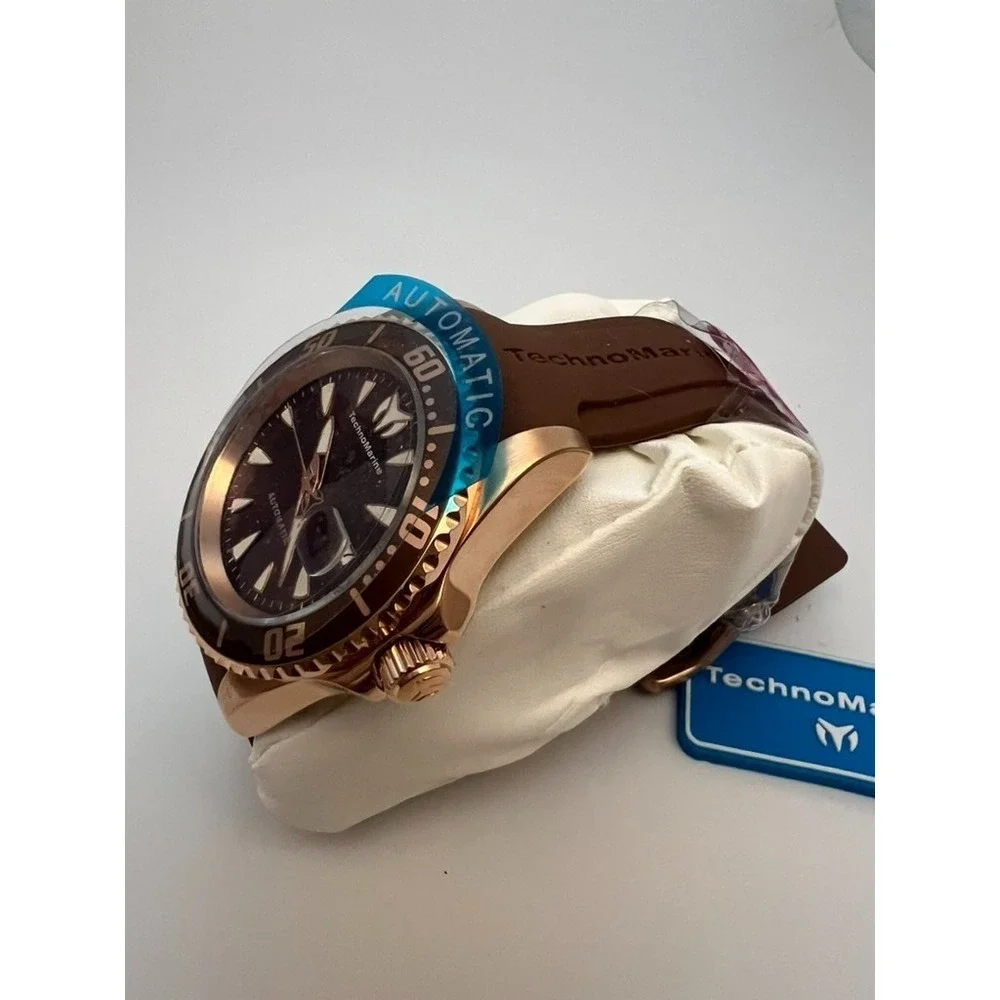 #W043TechnoMarine Manta TM-219089 Automatic Mens 42mm Brown Rose Gold Dive Watch